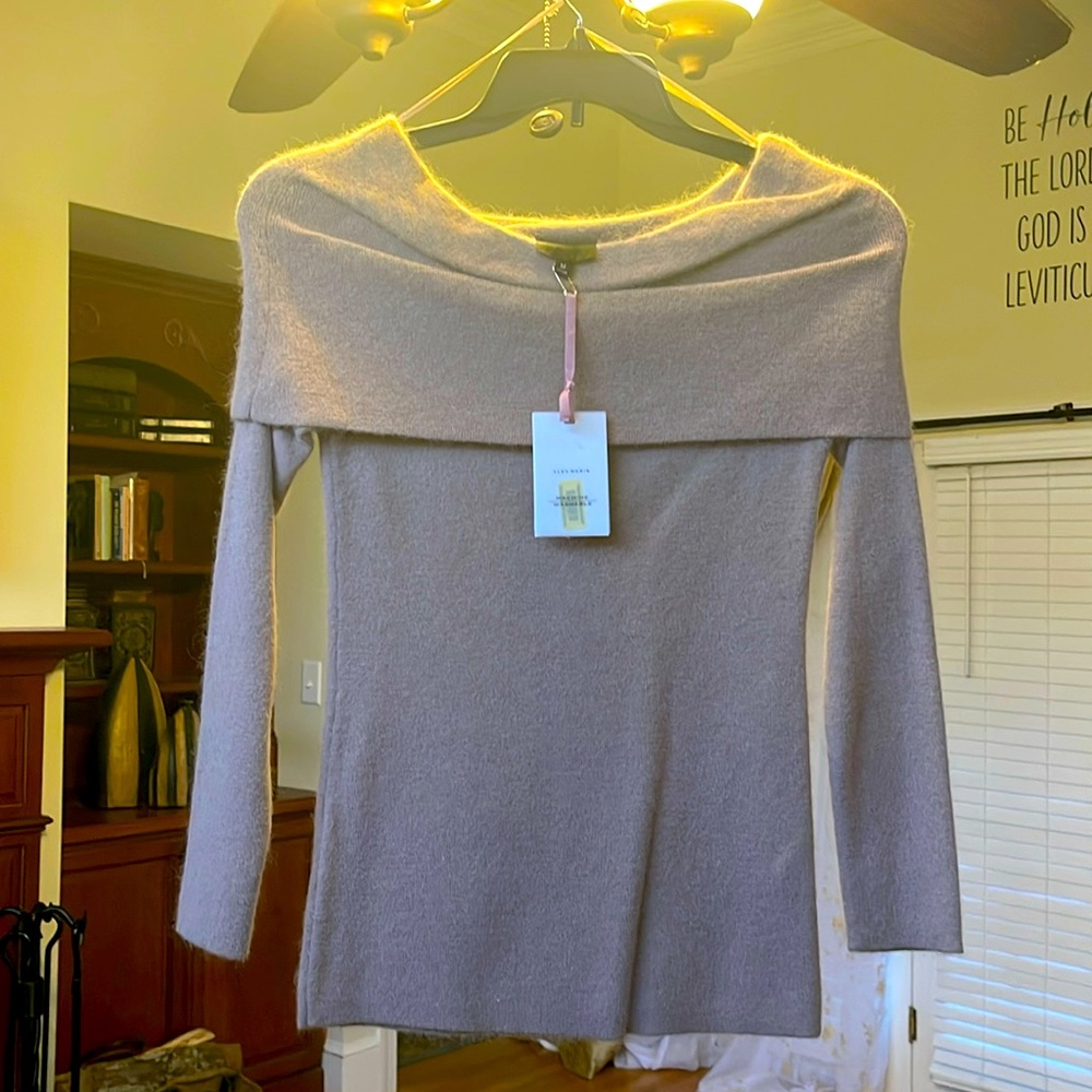 Alex Marie tan/camel off shoulder sweater M. New with tags.